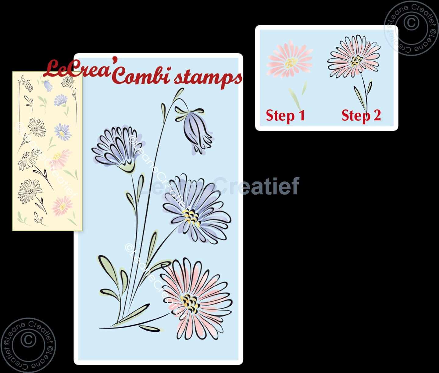 Leane Creatief LeCreaDesign Combi Clear Stamp Water Colour Flowers