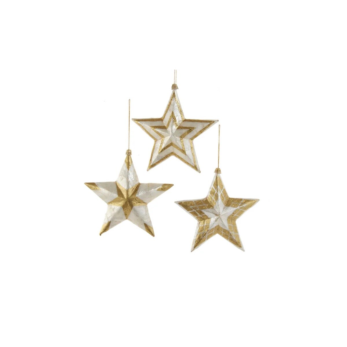 KSA Set of 6 Laminated Capiz Star Christmas Ornaments 5"