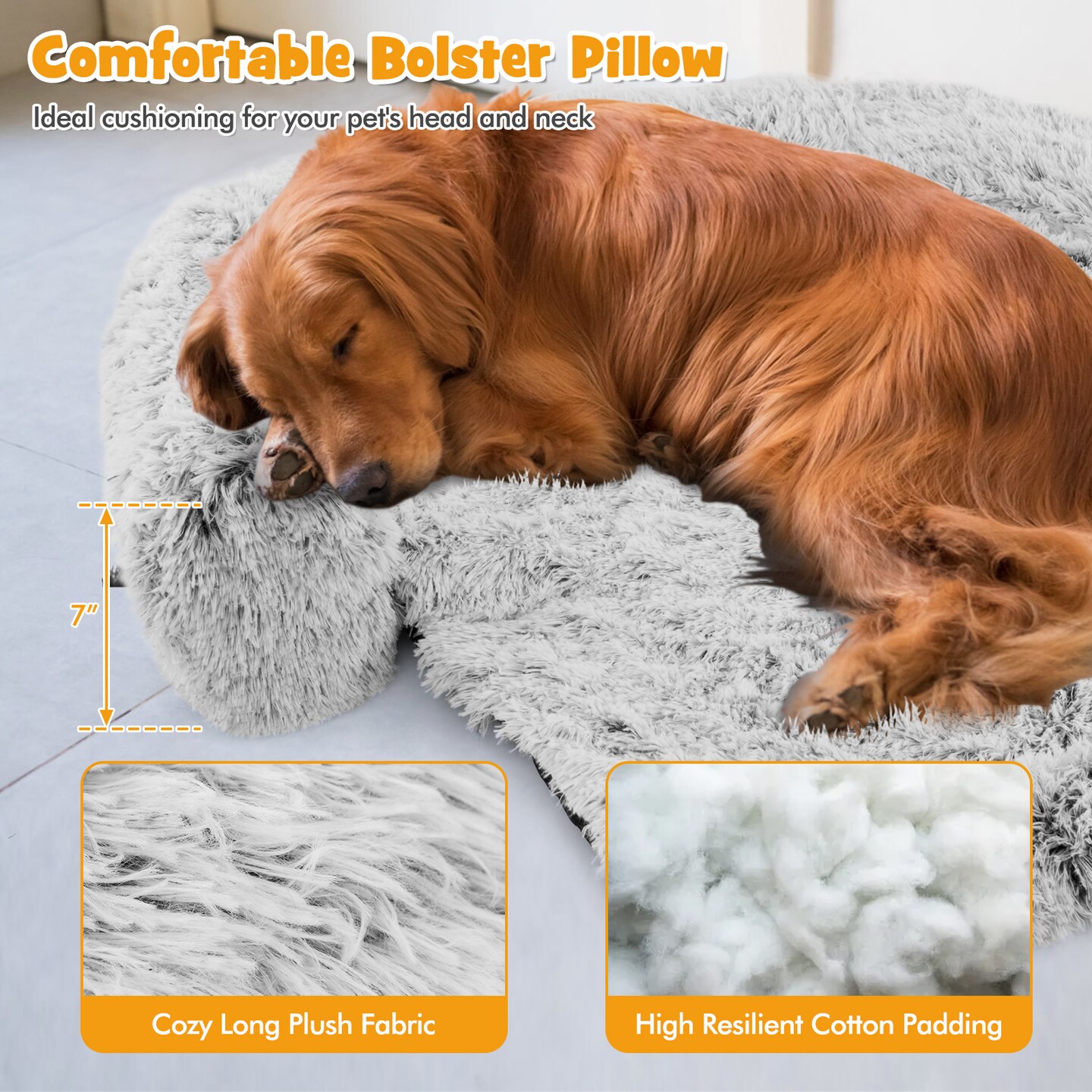 Plush Calming Dog Couch Bed with Removable and Washable Zipper Cover