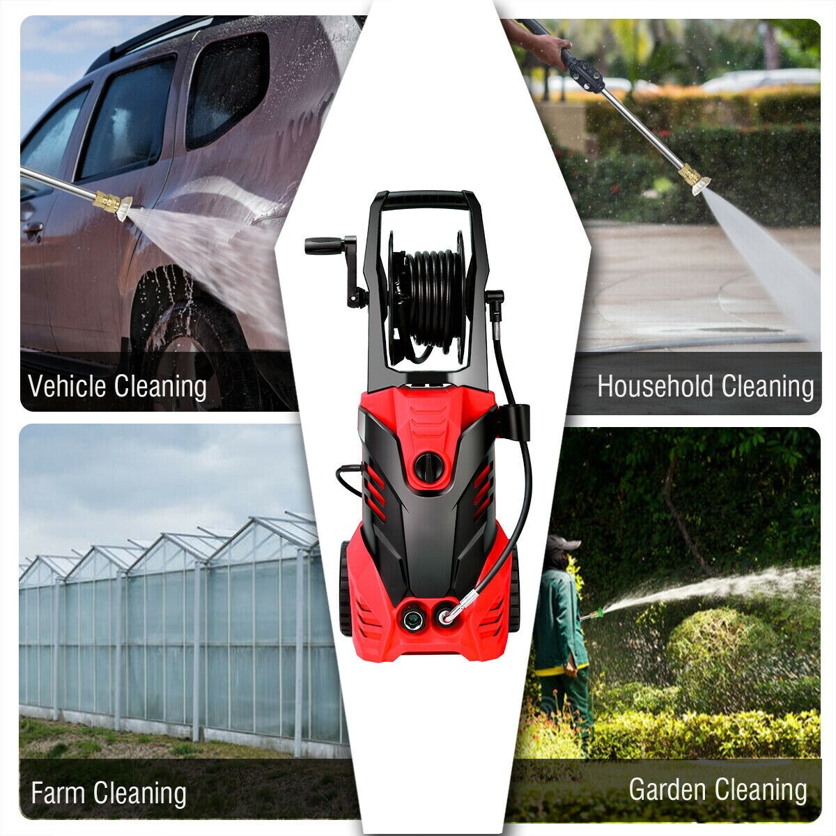 3000 PSI Electric High Pressure Washer With Patio Cleaner