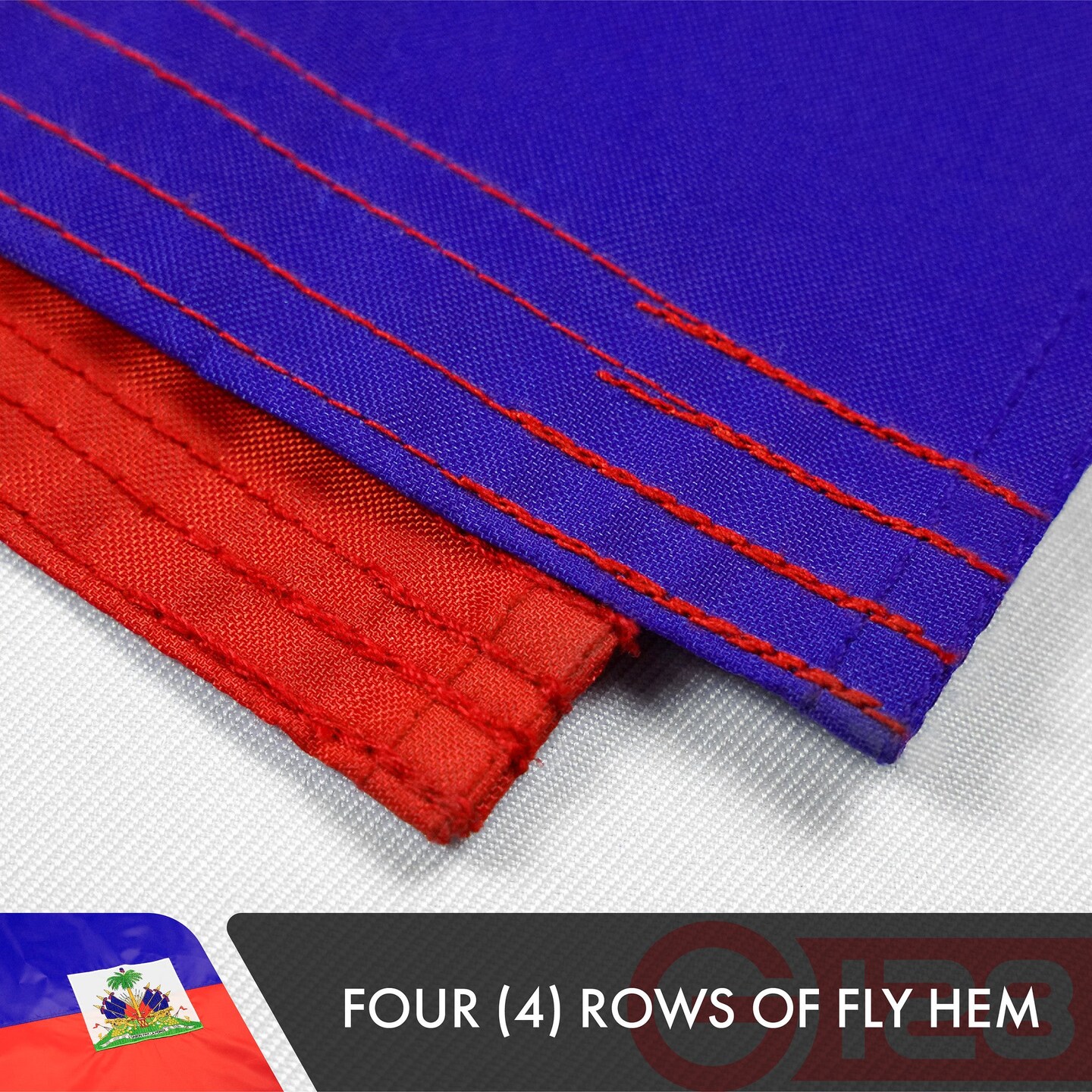 G128 5 PACK: Haiti Haitian Flag 3x5 Ft Double Sided Embroidered 210D Indoor/Outdoor, Brass Grommets, Heavy Duty Polyester