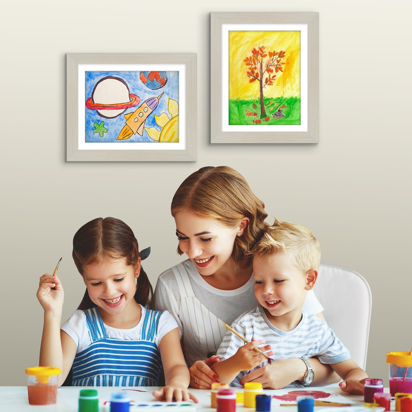 Americanflat 10x12.5 Kids Art Frame - Set of 2 - 8.5x11 with Mat or 10x12.5 without Mat - Kids Artwork Frame - Magnetic Frame Closure - Shatter Resistant Glass - Hanging Hardware