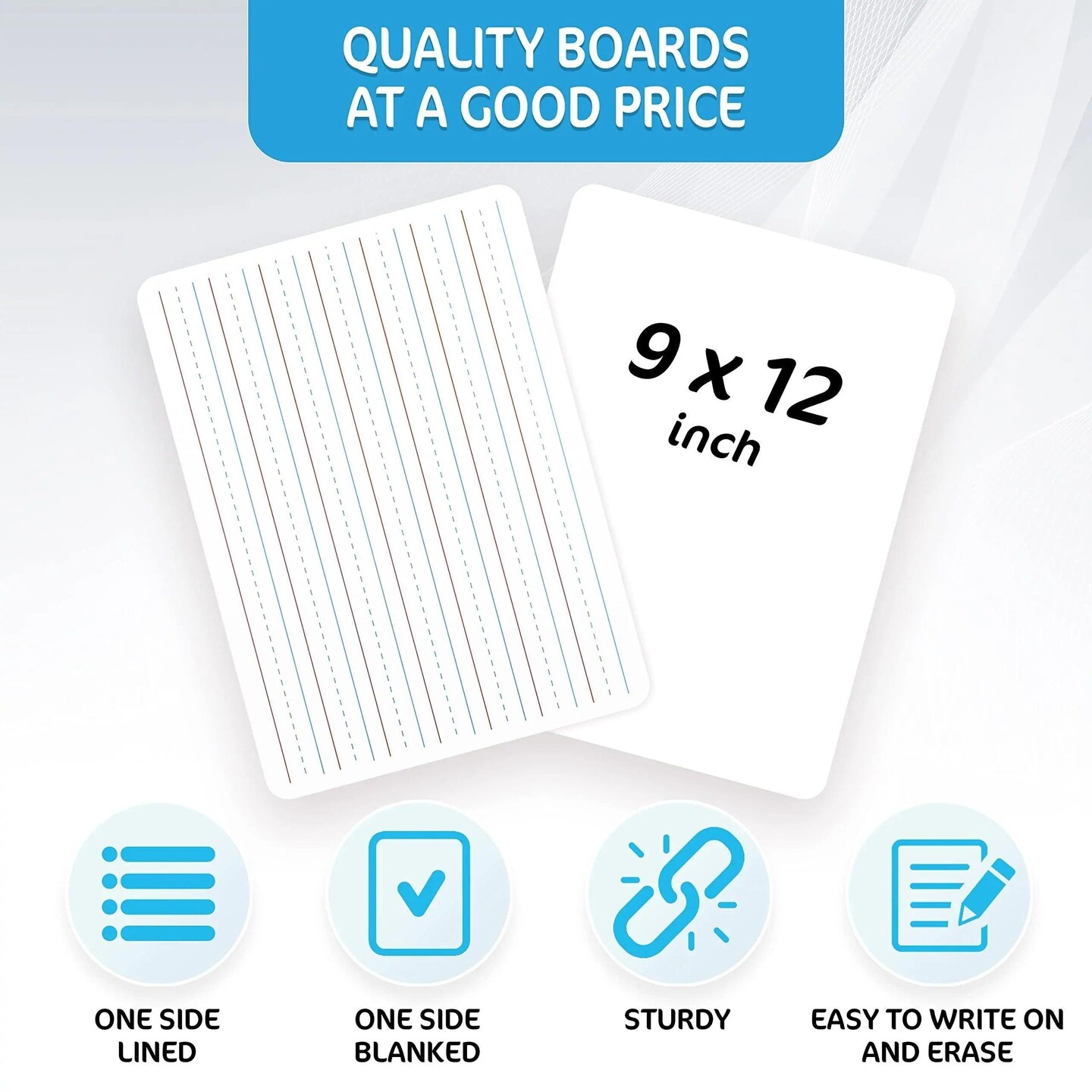 10 Pack Dry Erase Lapboards 9x12 inch for Students   Classroom   Double Sided Lined Mini White Boards   Small Dry Erase Board for Kids   Individual Mini Whiteboards   Little Lap Boards 9 x 12 Inch