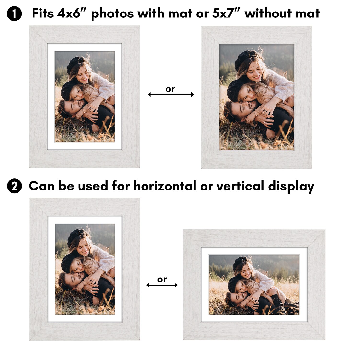 Americanflat Picture Frame with Wide Molding with Mat - Modern Wide Picture Frame - Plexiglass Cover - Hanging Hardware - Includes Easel