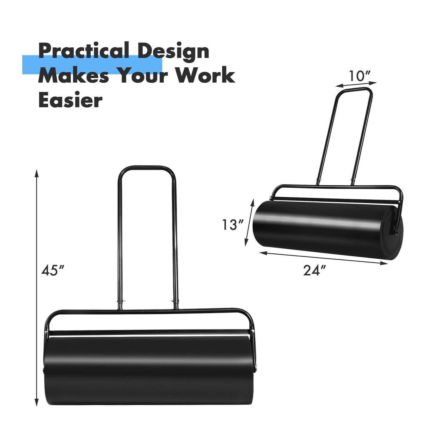 Tow Lawn Roller Water Filled Metal Push Roller