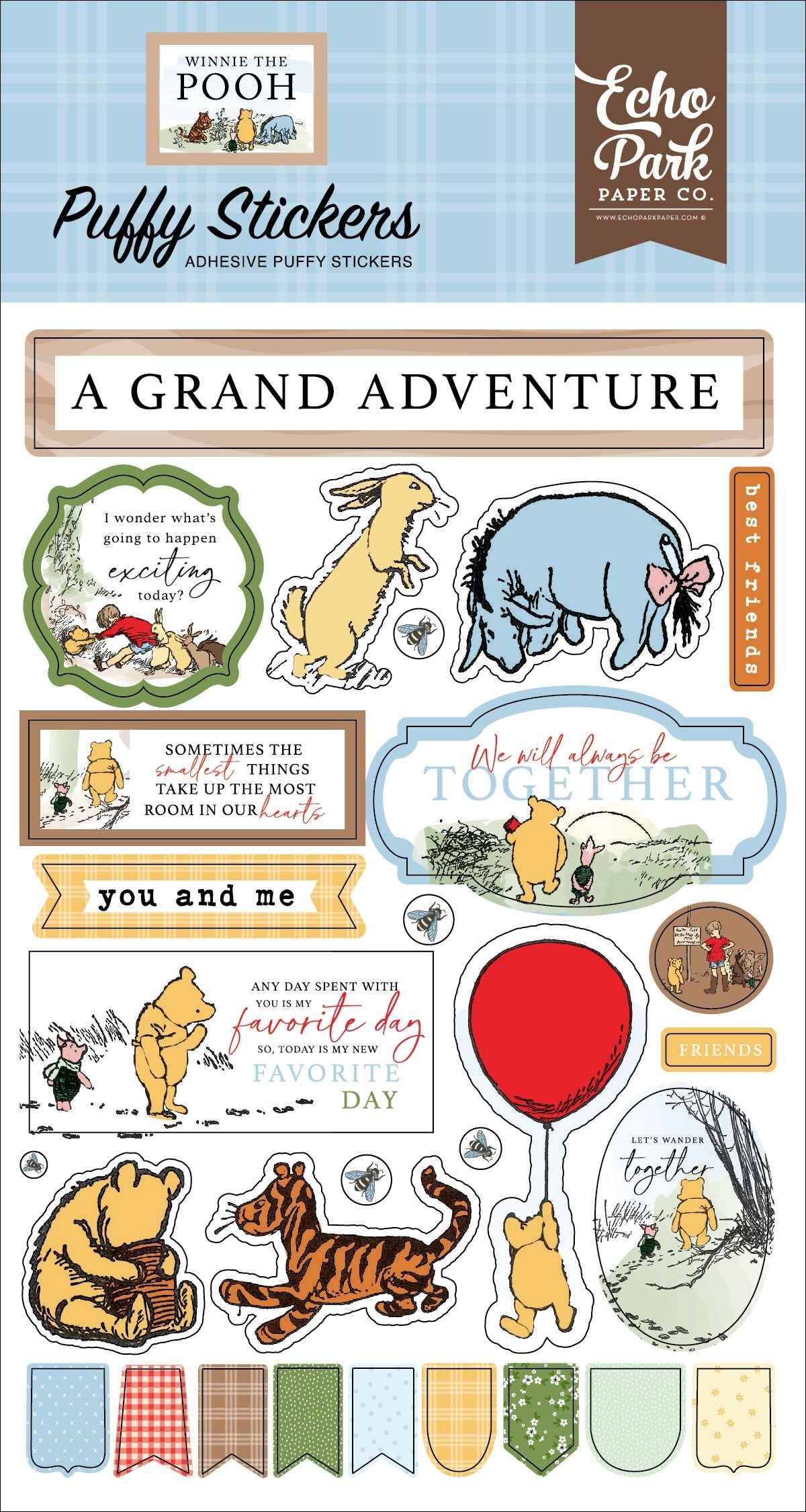 Echo Park Puffy Stickers-Winnie The Pooh