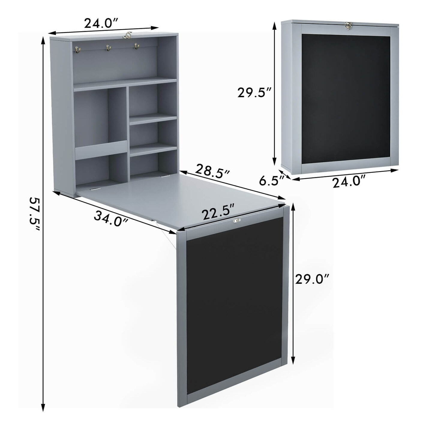 Convertible Wall Mounted Table with A Chalkboard