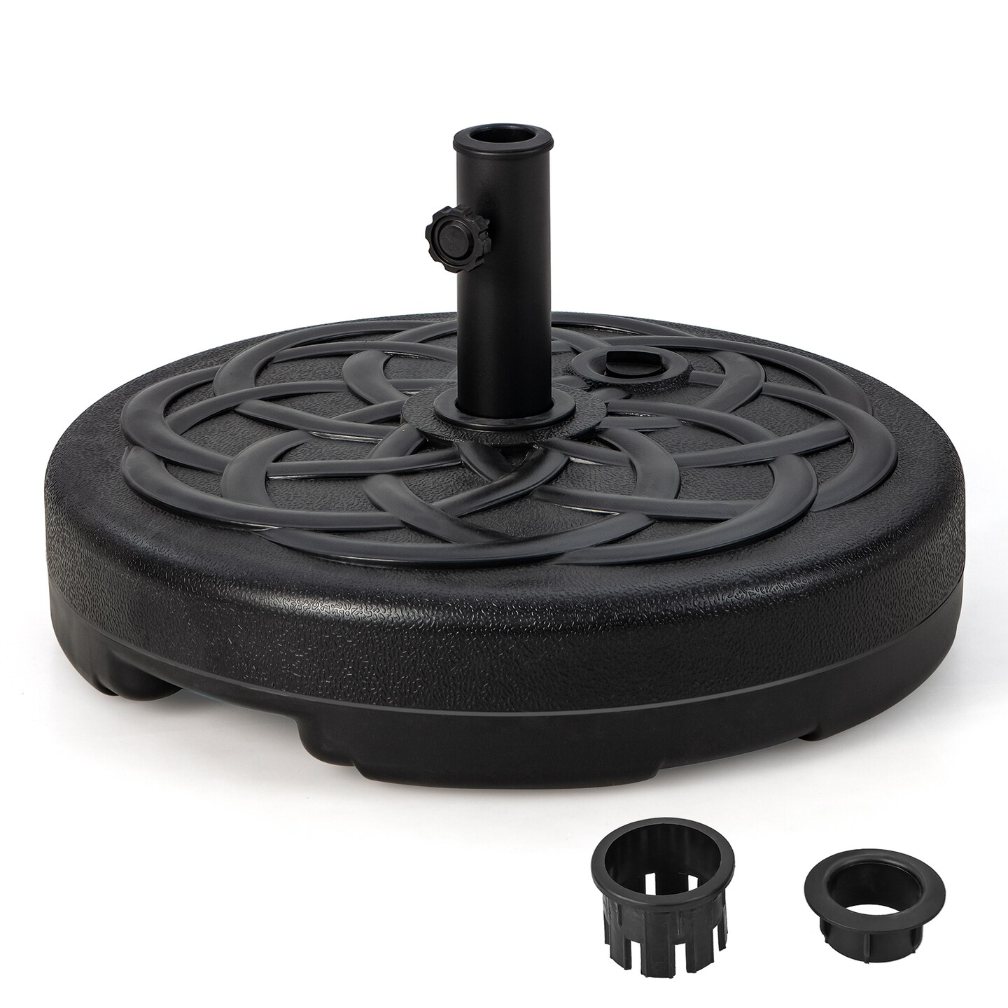 22 Inch Fillable Heavy-Duty Round Patio Umbrella Base Stand with Metal Pole