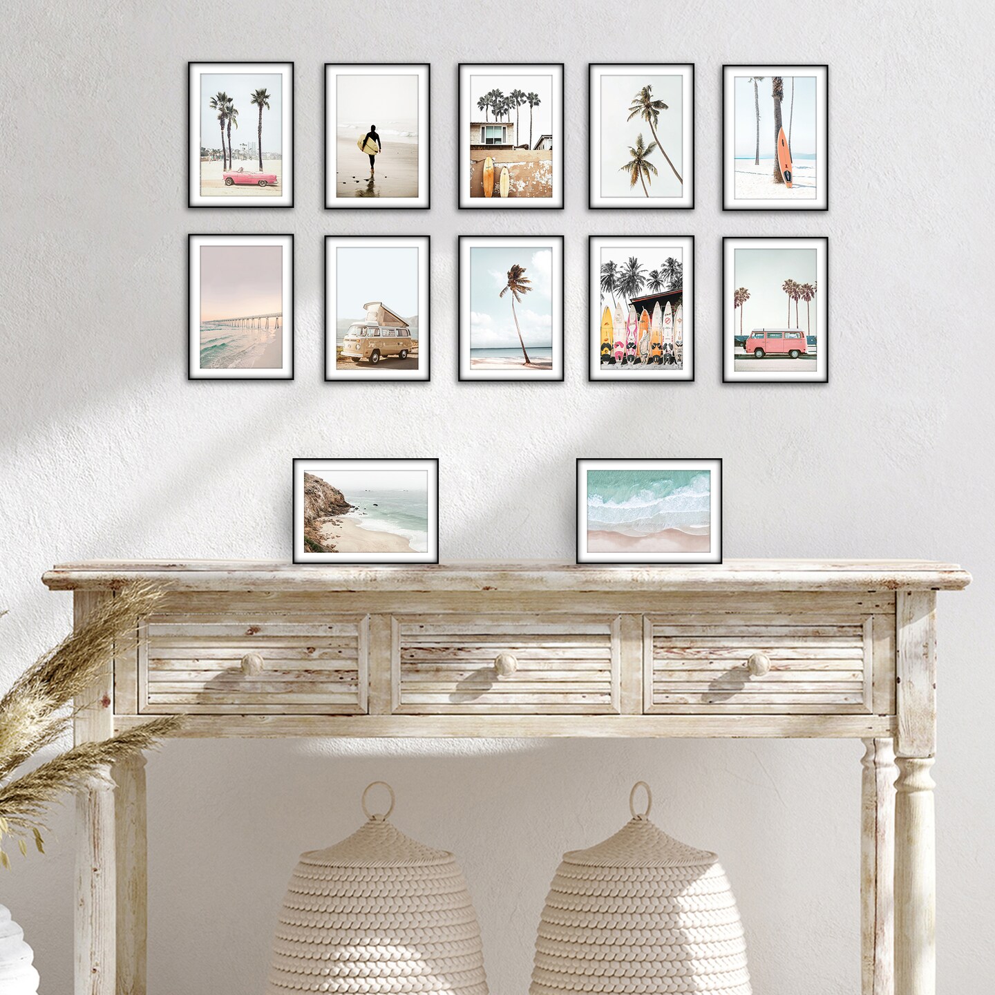 Americanflat 5x7 Front Loading Picture Frame Set - Set of 12 - 4x6 with Mat or 5x7 without Mat - Wall Decor Frames - Shatter Resistant Glass - Hanging Hardware with Snap-Out Easel - Black