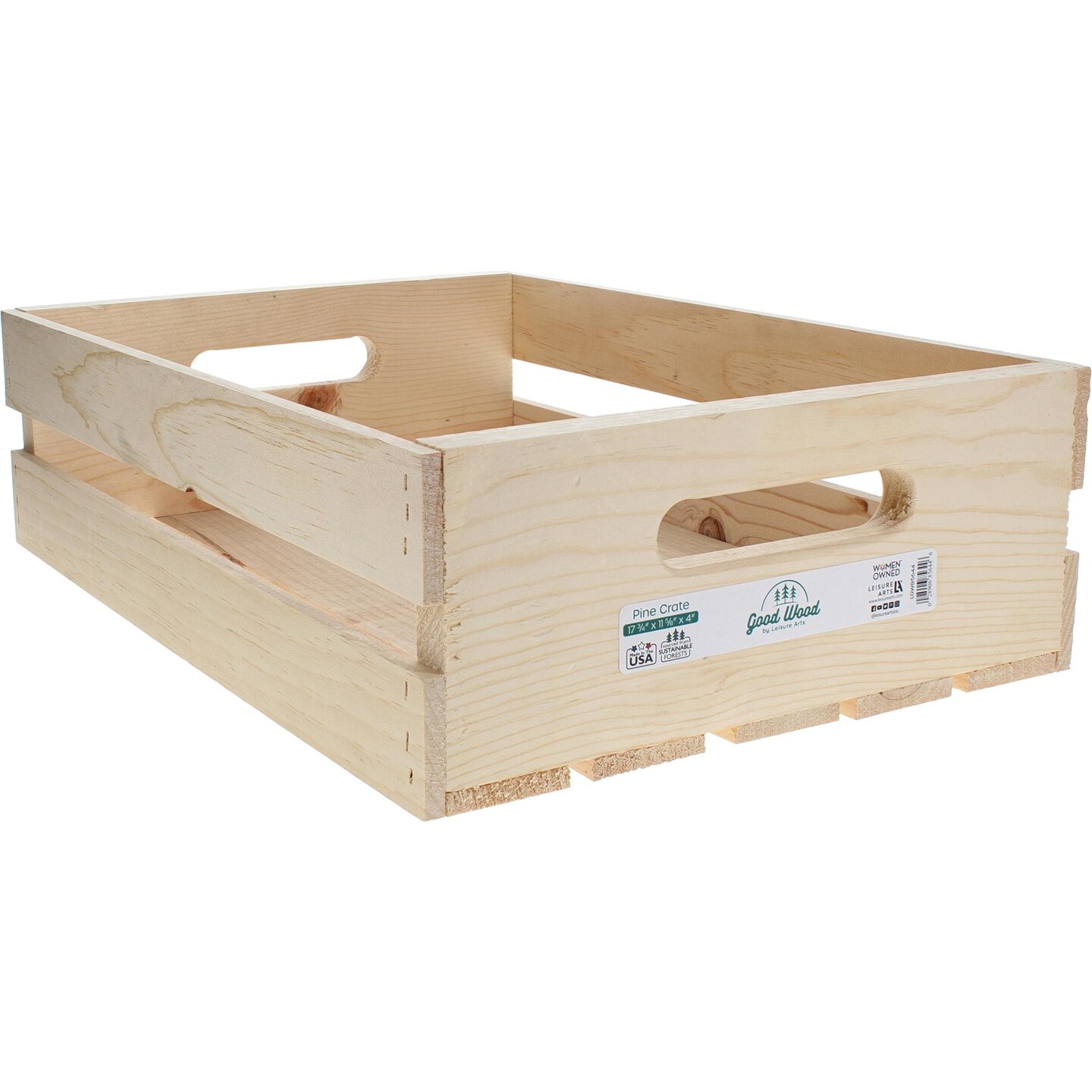 Good Wood by Leisure Arts Wooden Crate, wood crate unfinished,  wood crates for display, wood crates for storage, wooden crates unfinished, Pine, 17.75&#x22; x 11.625&#x22; x 4&#x22;