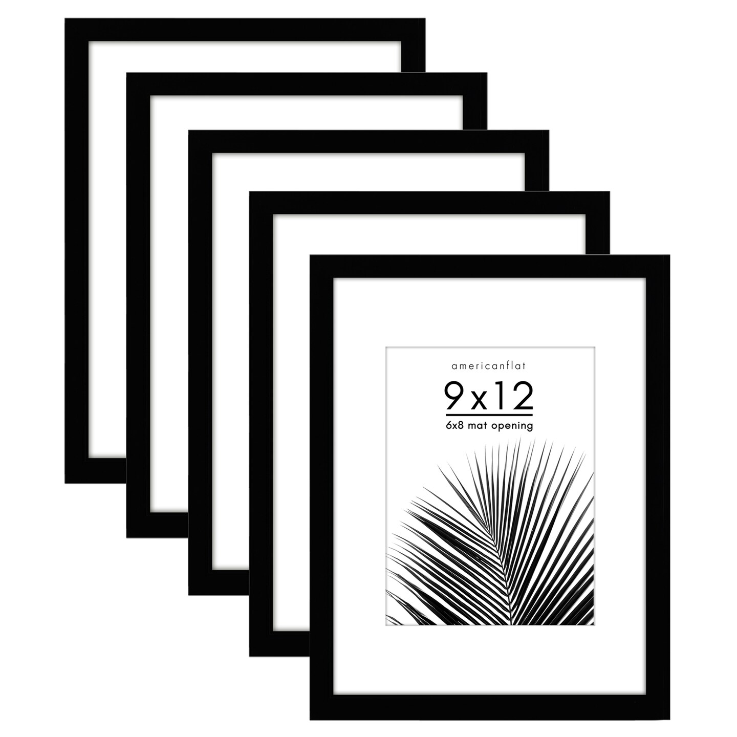 Americanflat Picture Frame Set with Mat - Set of 5 - Photo Frame Set of Five for Wall Display - Plexiglass Cover - Hanging Hardware