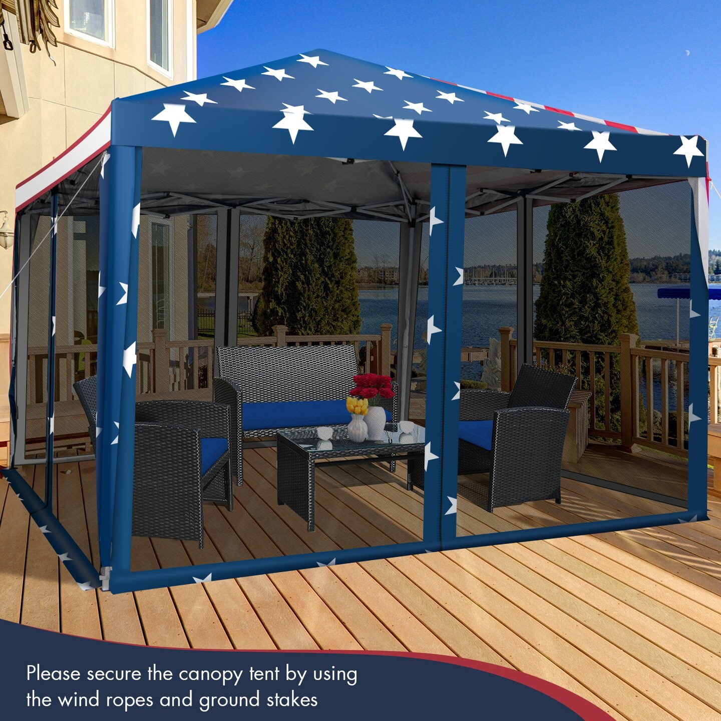 10x10 Pop-Up Canopy Tent Waterproof Oxford Fabric with 4 Mesh Walls Portable Gazebo