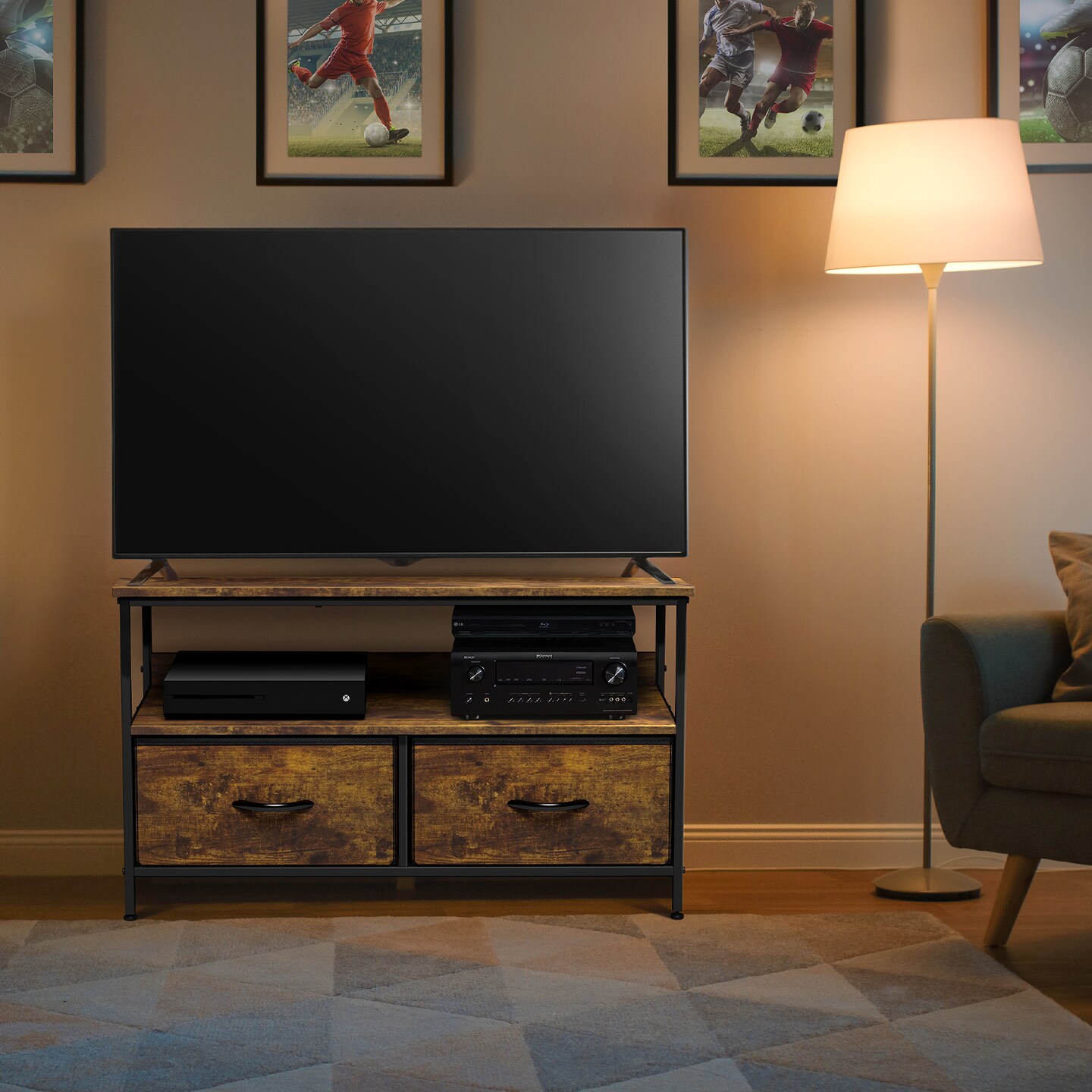 Sorbus TV Stand Dresser with 2 Drawers - Television Riser Chest with Storage - Bedroom, Living Room, Closet, &#x26; Dorm Furniture