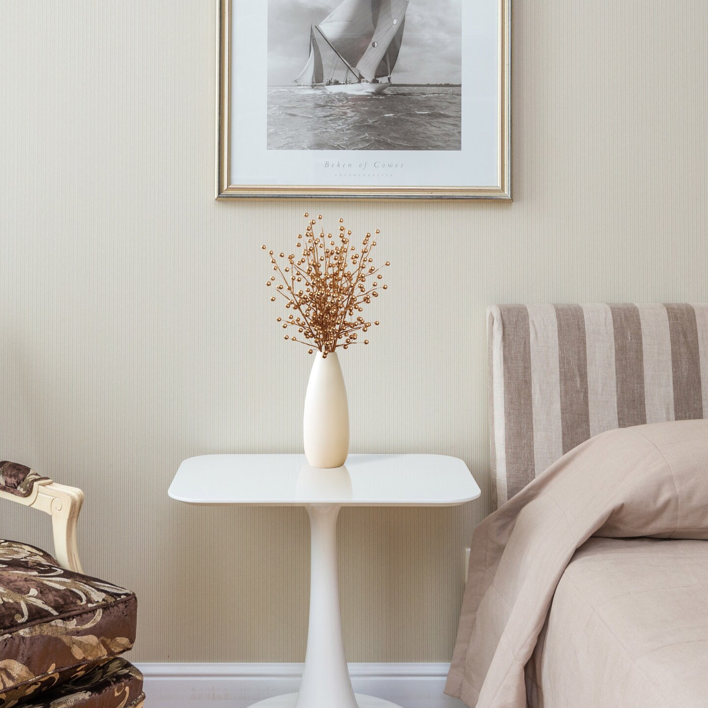 Set of 12 Gold Holly Berry Stems for Christmas Decorations - 17-Inch Picks with 35 Lifelike Berries for Wreaths, Garlands, and Crafts | 2024 Christmas Collection, Floral Home by Artificial Flowers