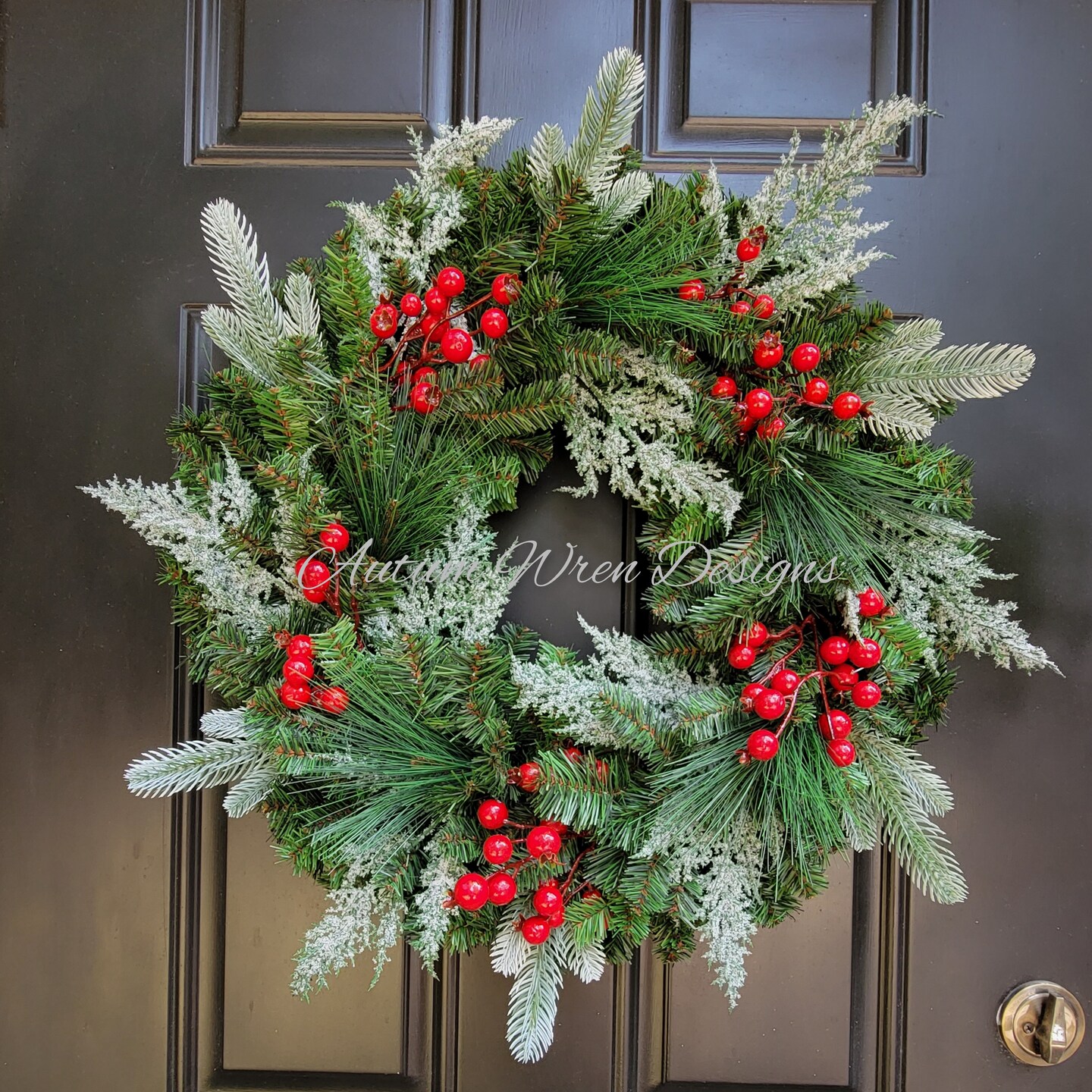 26X33 Blended Hydrangea and greenery door Wreath, Large Door