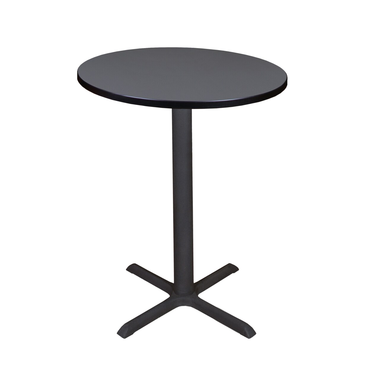 Regency Cain 30" Round Cafe Table with Steel X Base and Hidden Adjustable Glides - Grey