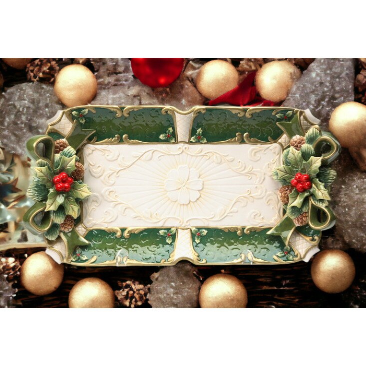 Hand Painted Ceramic Christmas Holly Tray High Quality Ceramic Decor Gift Idea