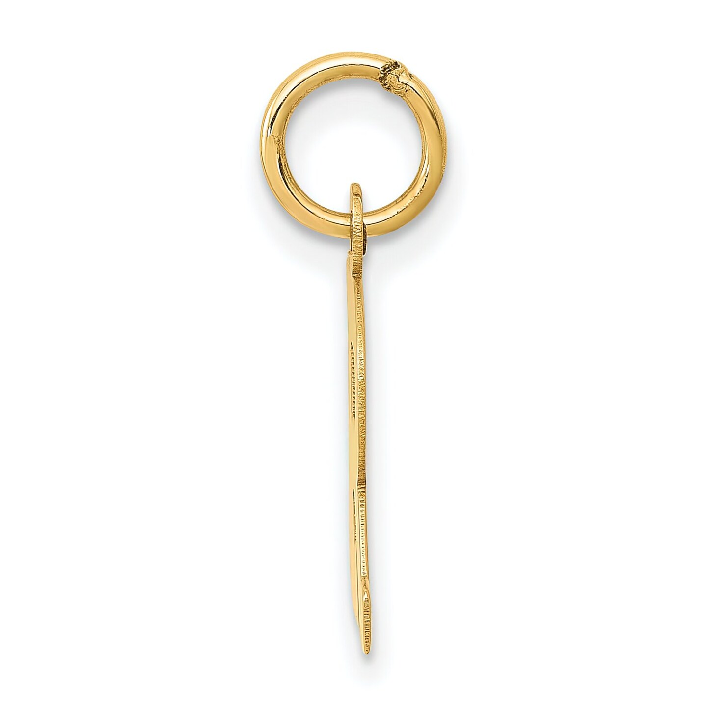 14K Yellow Gold Small Block Intial Letter R Charm Jewerly 18mm x 10mm