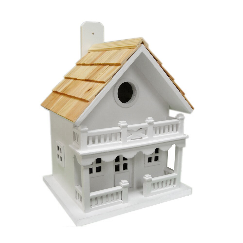 CC Home Furnishings 9.5" White and Brown 2-Story Ranch Inspired Outdoor Garden Birdhouse