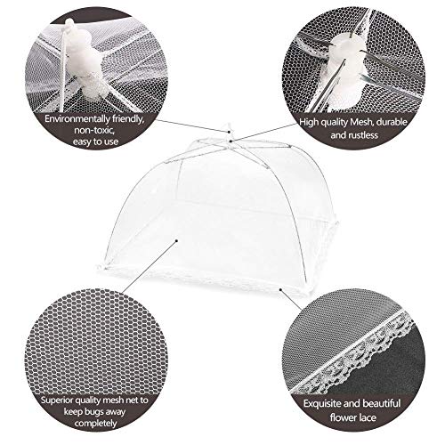 (6 Pack) Pop-Up Food Cover Tents, 17 Inch X17 Inch Food Mesh Cover, Reusable and Collapsible Outdoor Picnic Food Cover Net,Suit for Parties Picnics,BBQs