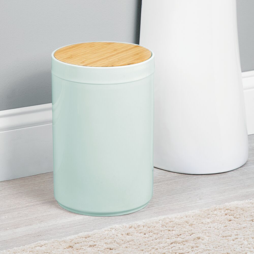 mDesign Plastic Round Trash Can Small with Swing-Close Lid