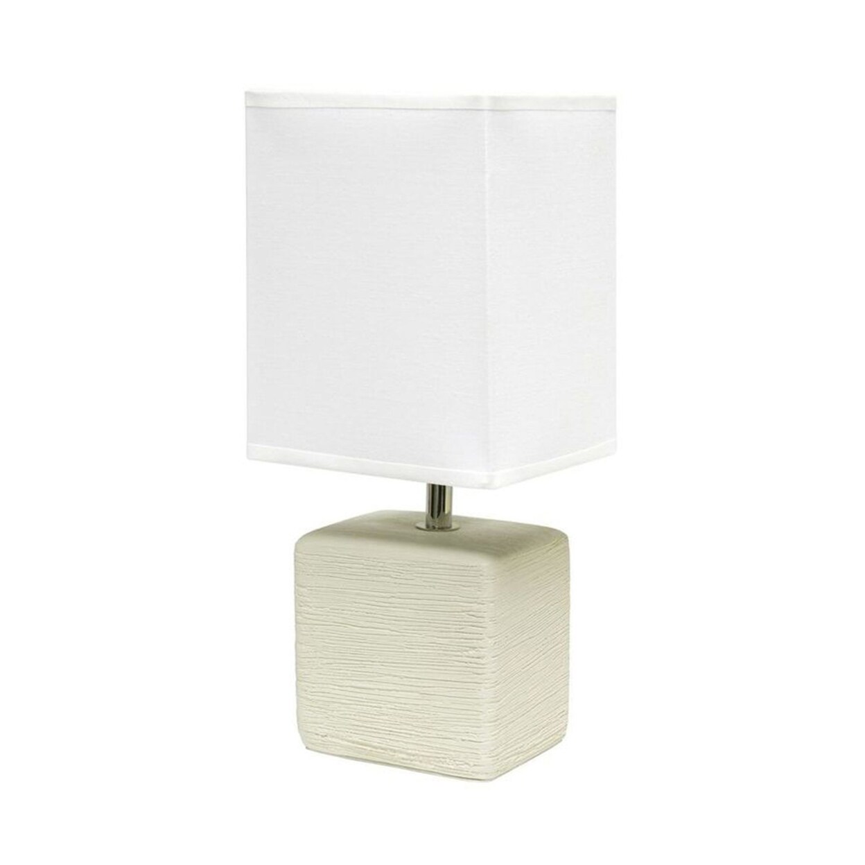 Simple Designs Petite Faux Stone Table Lamp with Fabric Shade - OffWhite with White Shade