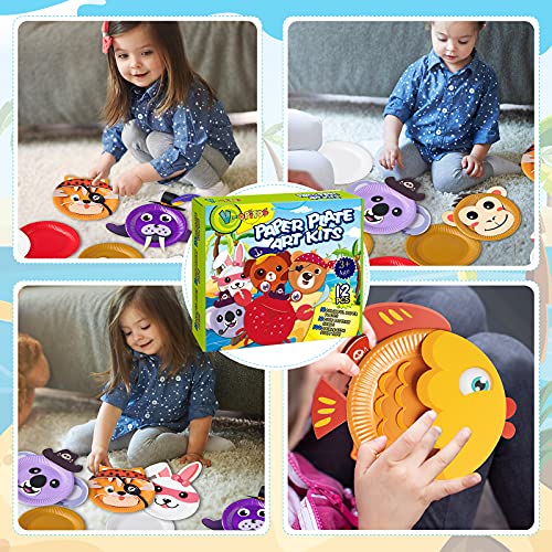V-Opitos Arts and Crafts Kits for Kids, 12 Pack Paper Plate Crafts, Simple  Animal Crafts for Toddler Age of 2, 3, 4, 5 Years Old, Fun Preschool