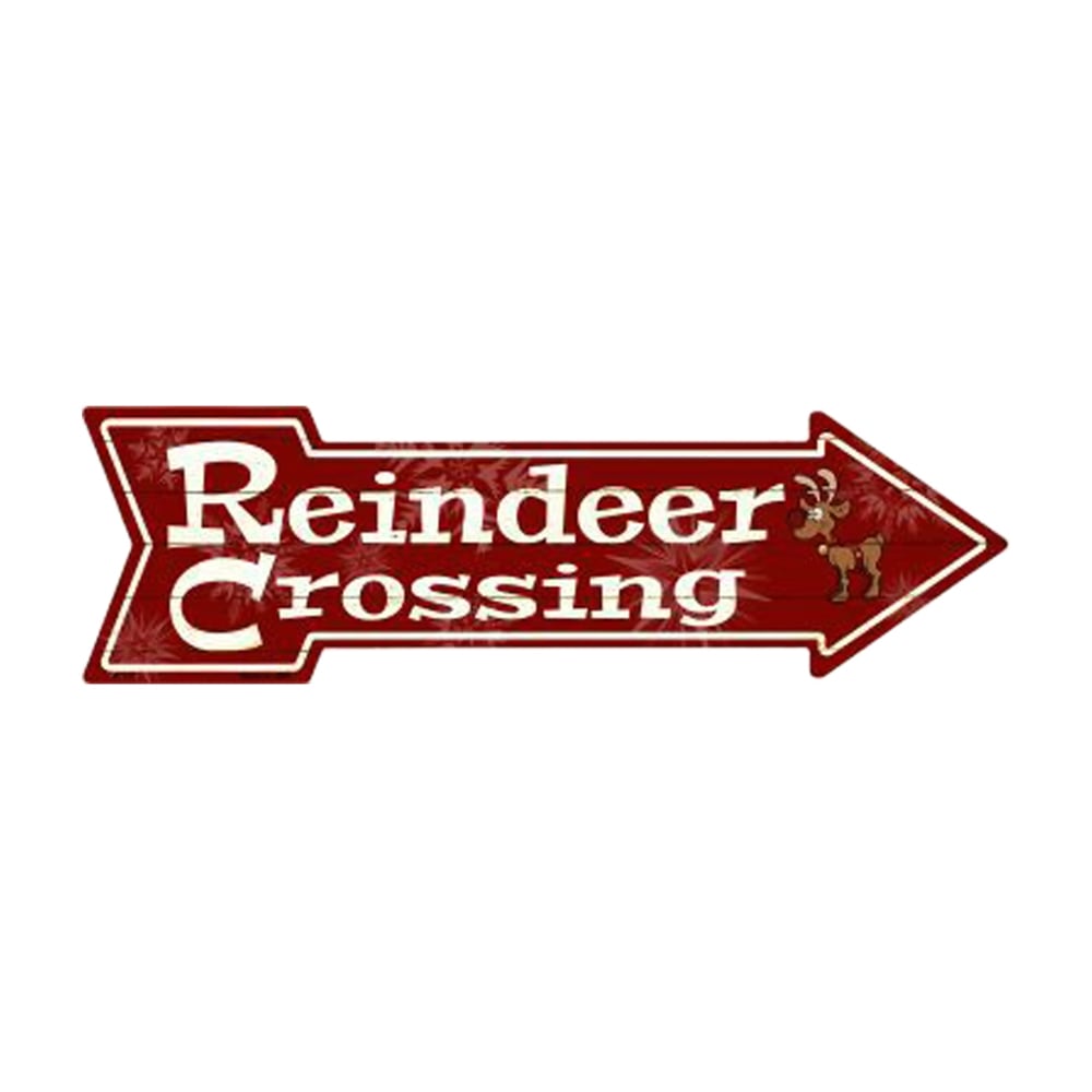 Smart Blonde Home Decorative Reindeer Crossing Novelty Metal Arrow Sign