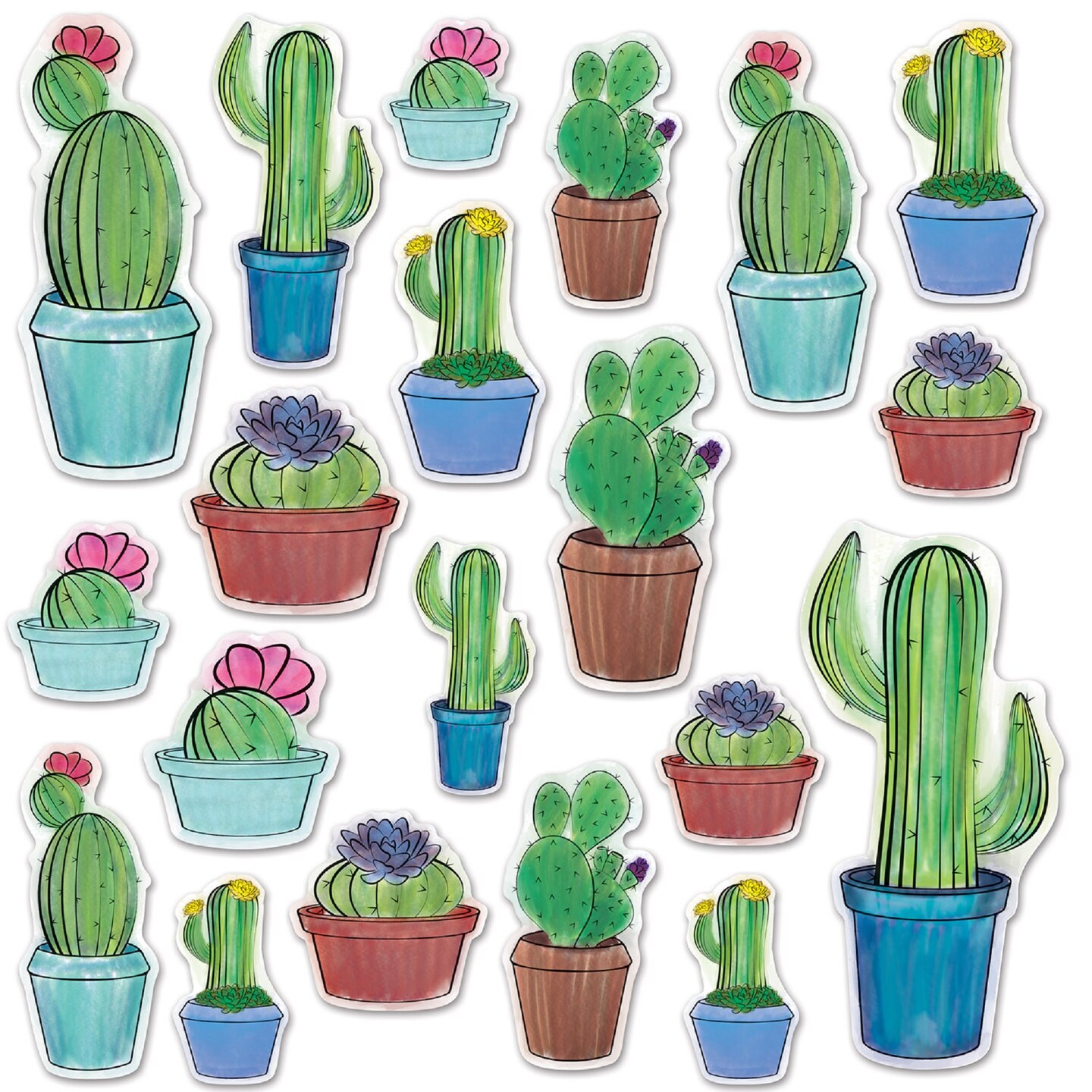 Beistle Set of 240 Green Different-sized Cactus Cutouts 13.50&#x201D;