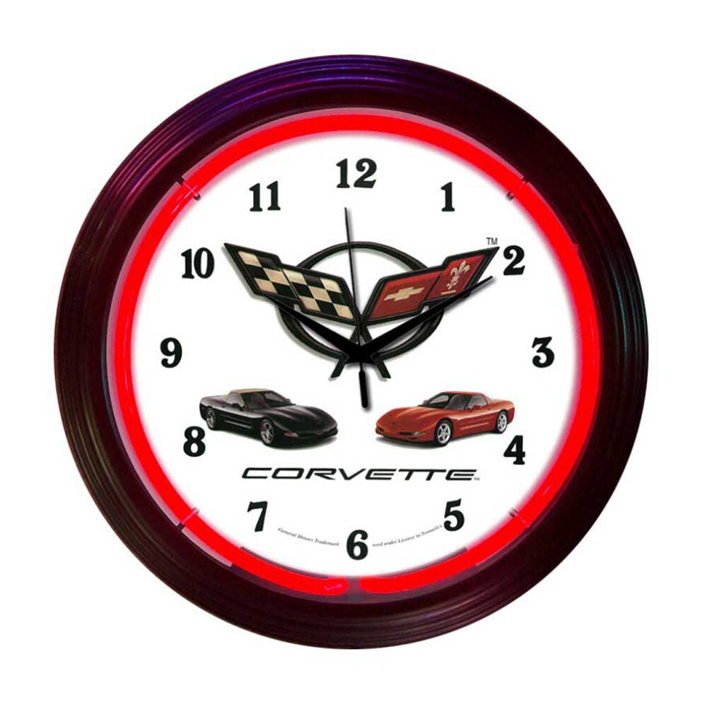 Neonetics Home Indoor Restaurant Kitchen Decorative Corvette C5 Neon Wall Clock