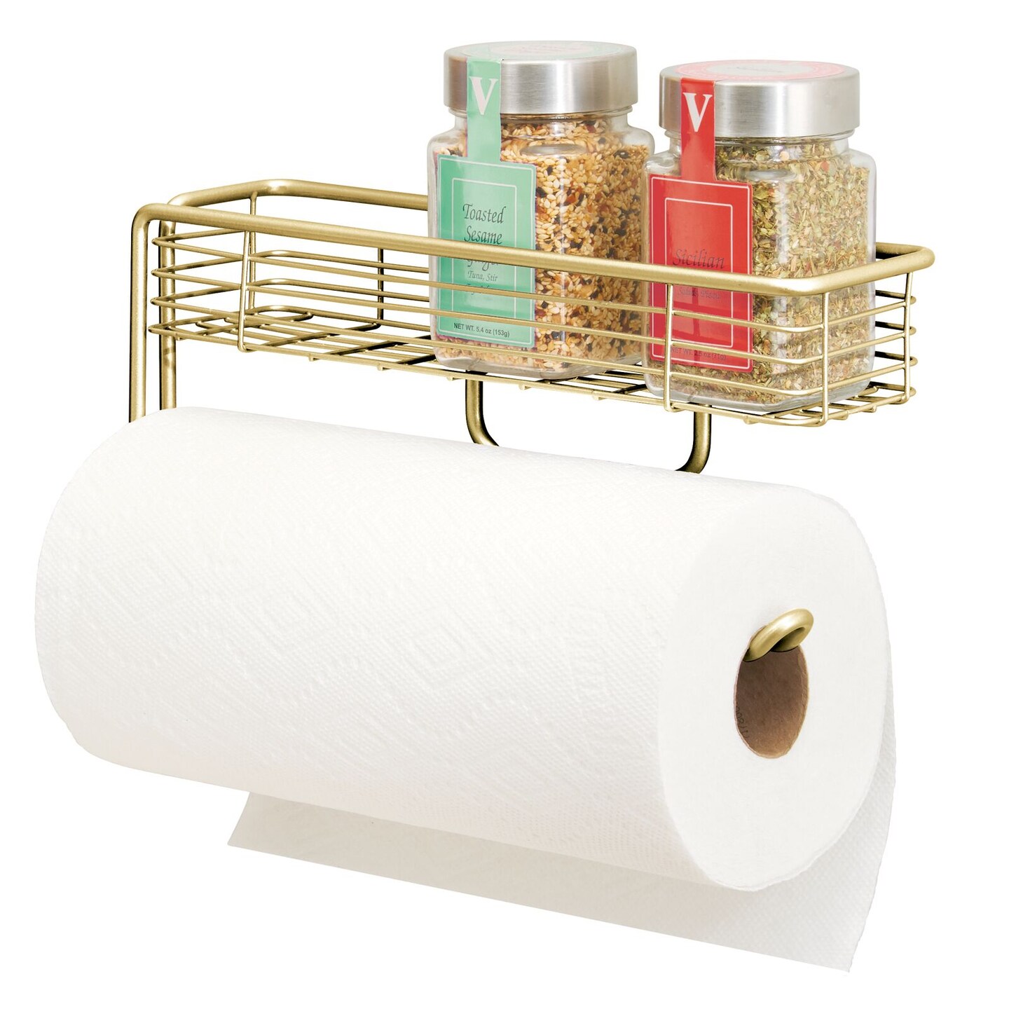 mDesign Plastic Wall Mount / Under Cabinet Paper Towel Holder - White