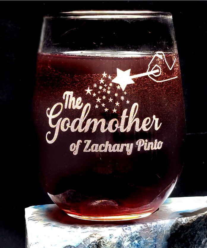 Personalized Godmother 17oz Stemless Wine Glass