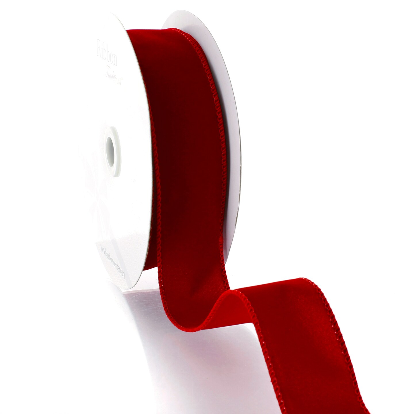 1.5&#x22; Wired Suede Velvet Ribbon Red - 25 Yards