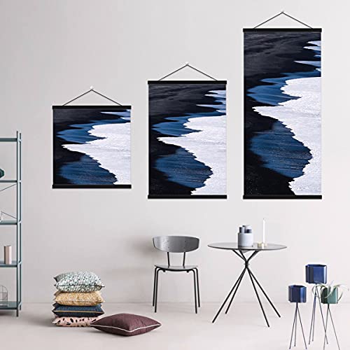 Magnetic Poster Hanger, 8x10 8x20 8x11 Poster Frame Wood Wooden Magnet Print Posters Dowel Scroll Hanger Hangers Hanging Kit for Walls Map Canvas Artwork (Black, 8")