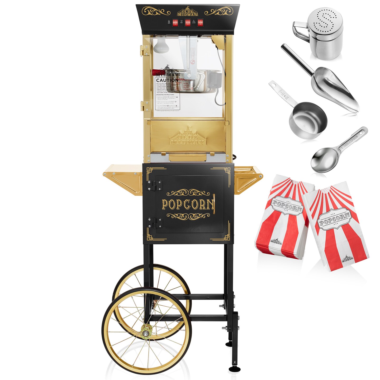 Olde Midway Movie Theater-style Popcorn Machine Popper With Cart And 10 Oz  Kettle, Black : Target