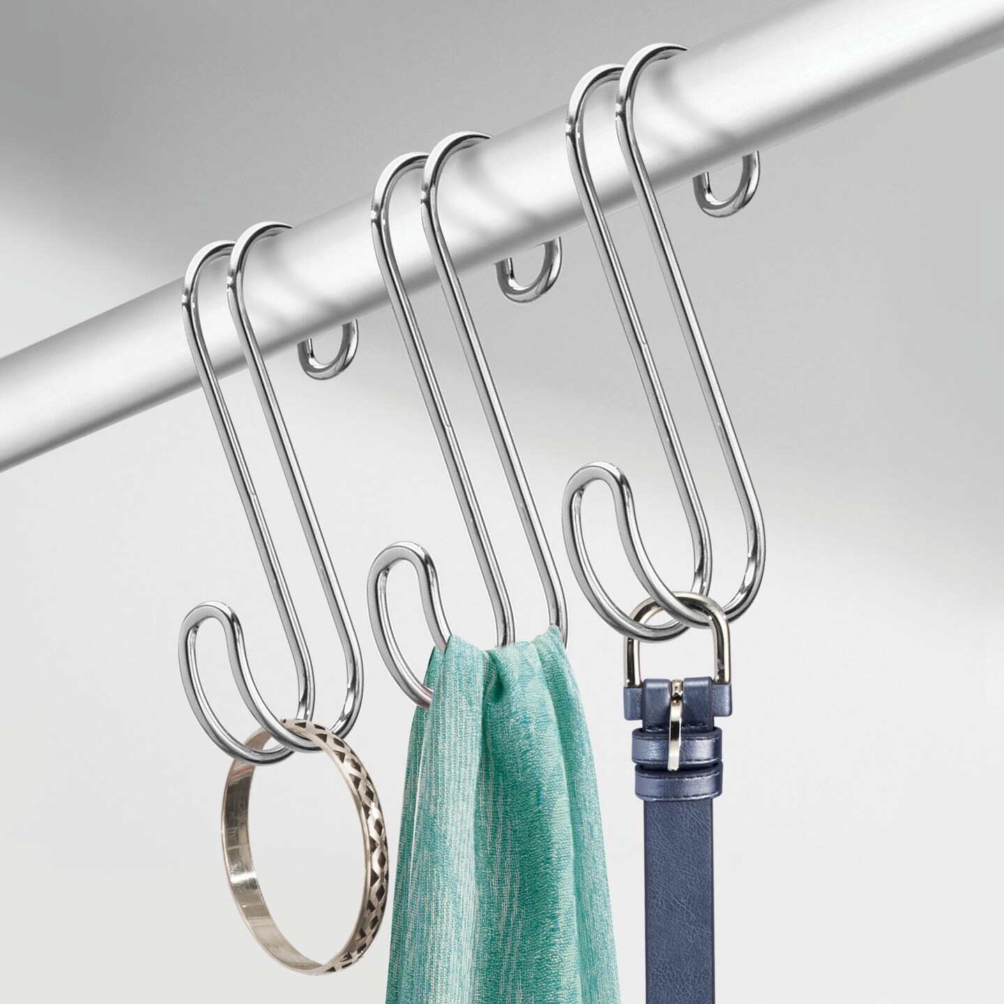 mDesign Metal Wire Over the Rod S Hook for Closet Accessories