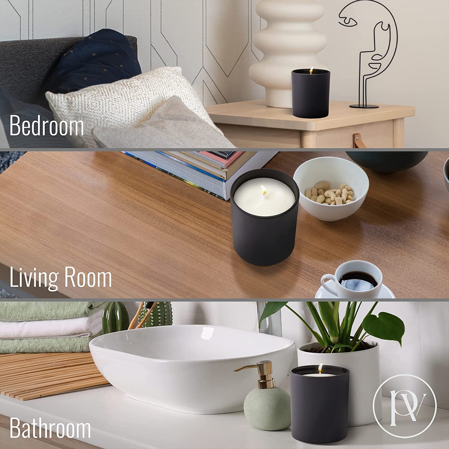 Pavelle 12 Pack Glass Candle Jars, 10 oz Empty Candle Jars with Bamboo Lids for Candle Making & Candle Storage