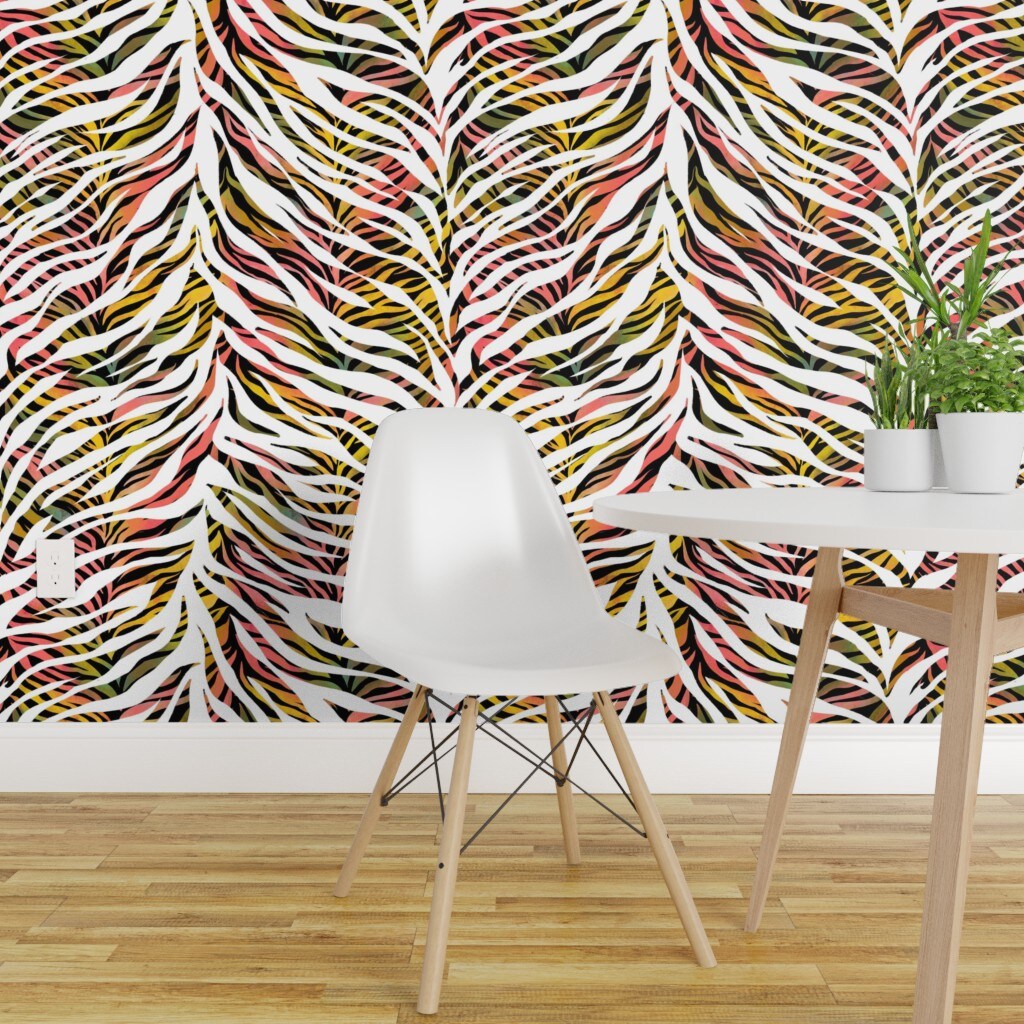Peel & Stick Wallpaper 2FT Wide Abstract Animal Print Safari Pop Art Custom Removable Wallpaper by Spoonflower