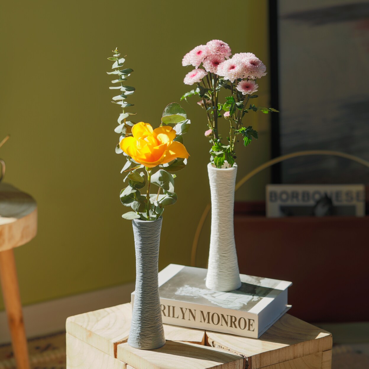 Uniquewise Contemporary Textured Slim Hourglass Shape Vase Holder | Michaels