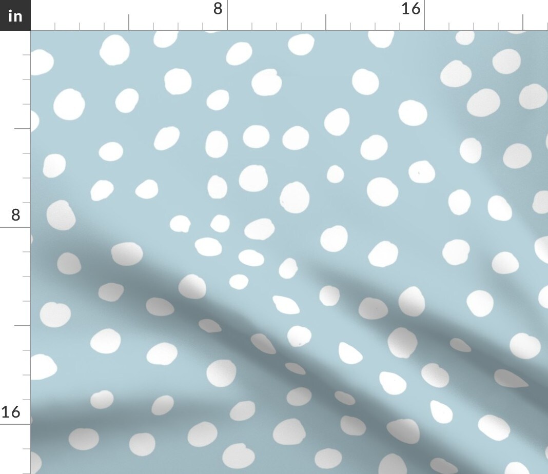Whimsical Dots Abstract Polka Dot Pastel Light Blue Simple Minimal Custom Printed Fabric by Spoonflower Various Fabrics by the Yard or Fat Quarter