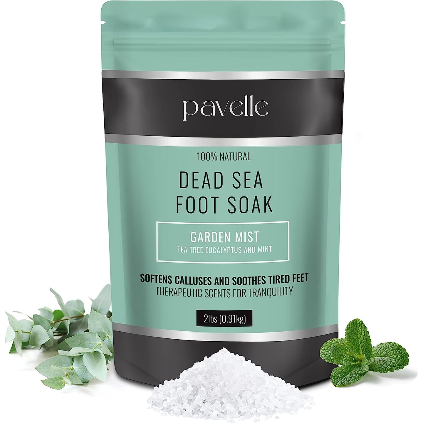 Pavelle Foot Soak Bath Salts, 100% Natural Dead Sea Salt Spa for Tired Feet, 2 lbs (0.91kg)
