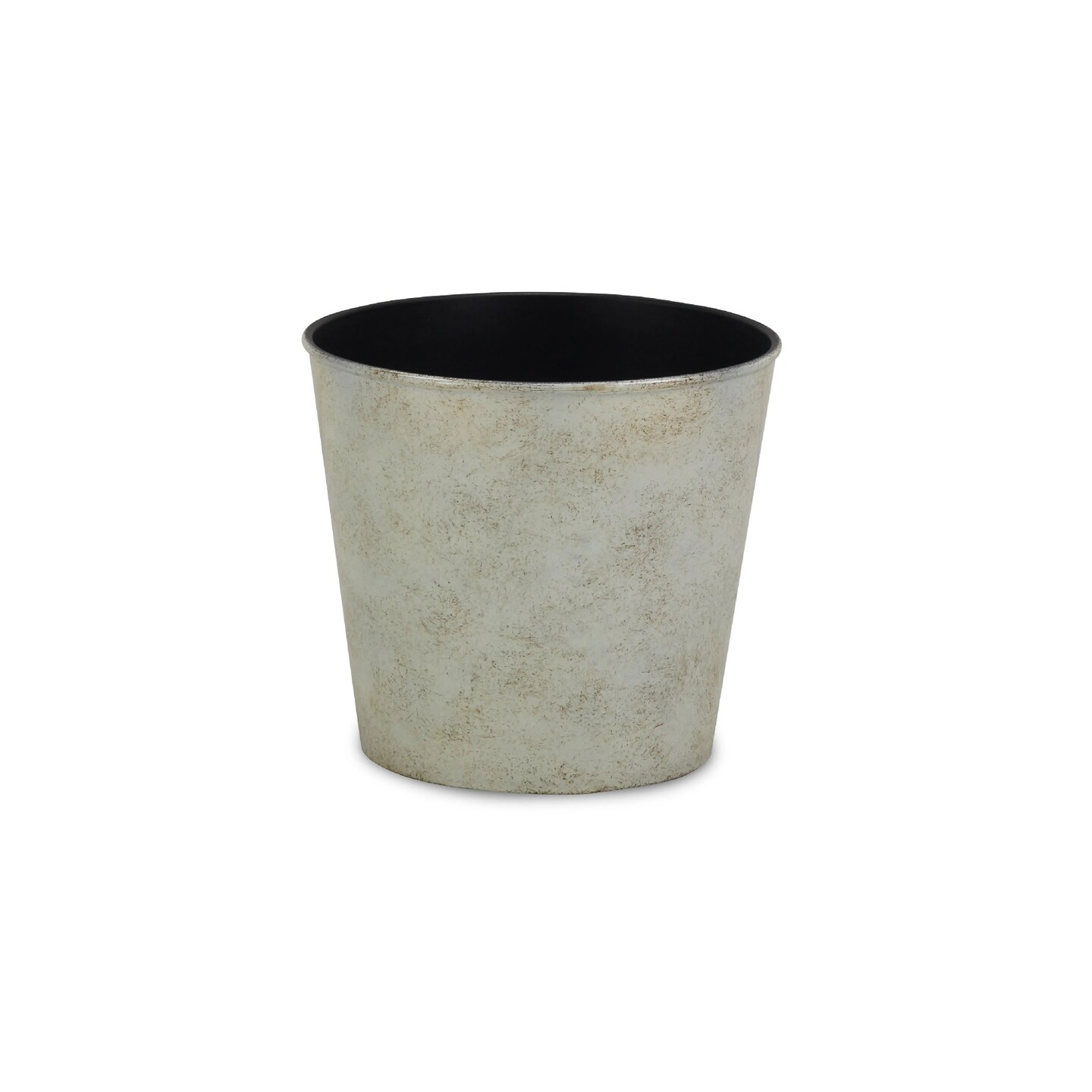 Contemporary Home Living 6.5&#x22; Ivory and Black Round Planter with Tapered Body