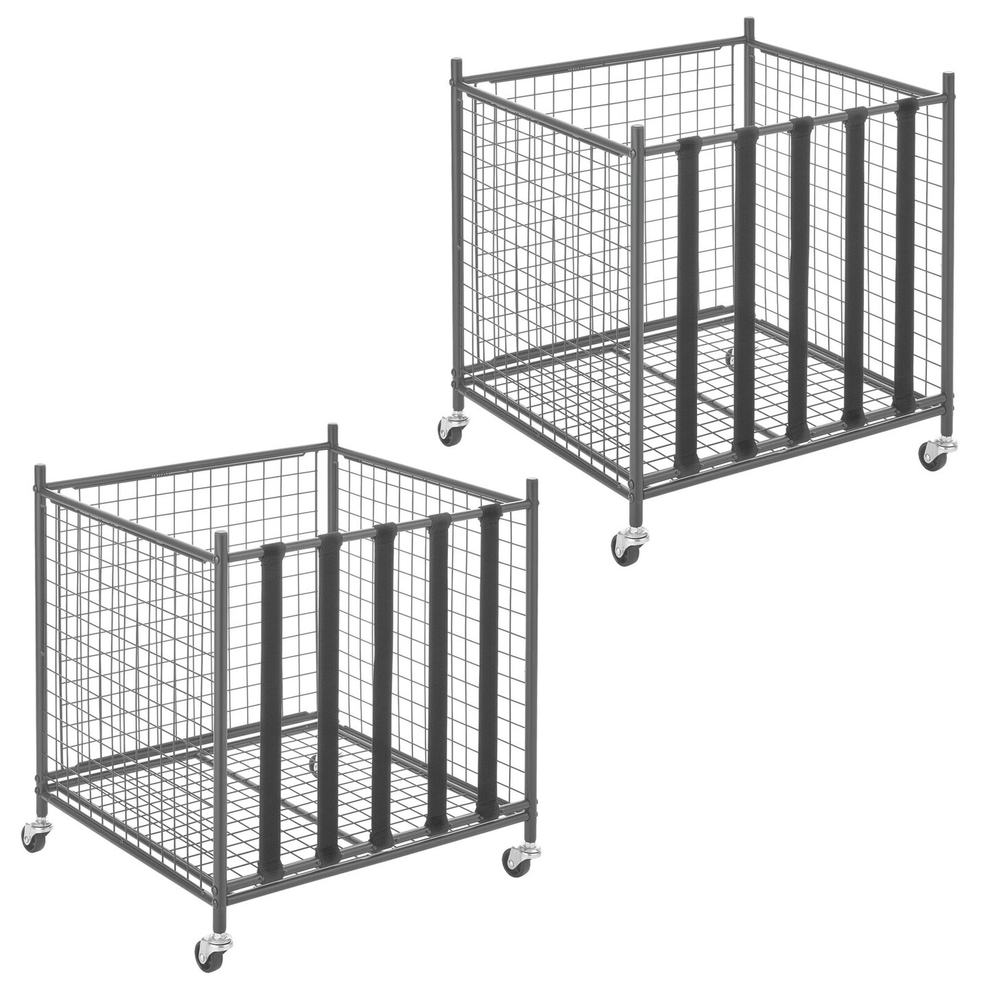 mDesign Metal Rolling Sports Equipment Storage Holder Rack with 4 Wheels