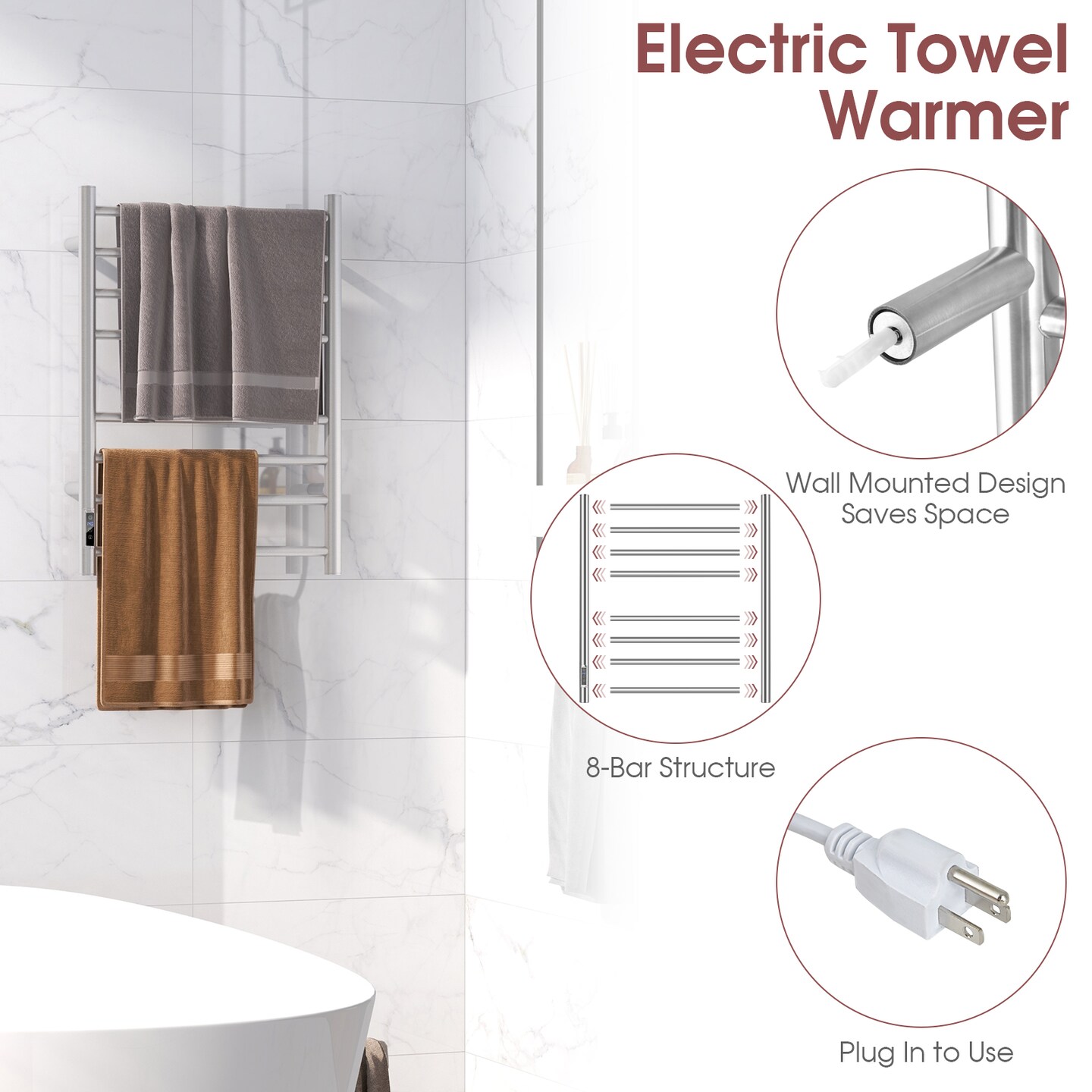 Electric Towel Warmer Rack-Silver