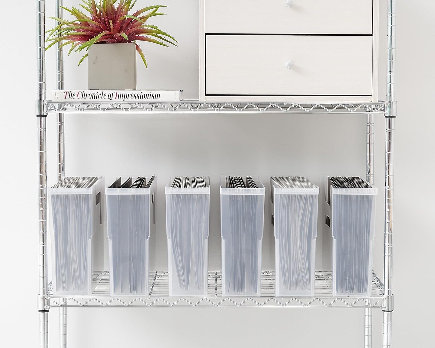 IRIS USA Hanging Plastic Desktop File Box Folders, Letter Size, Magazine File