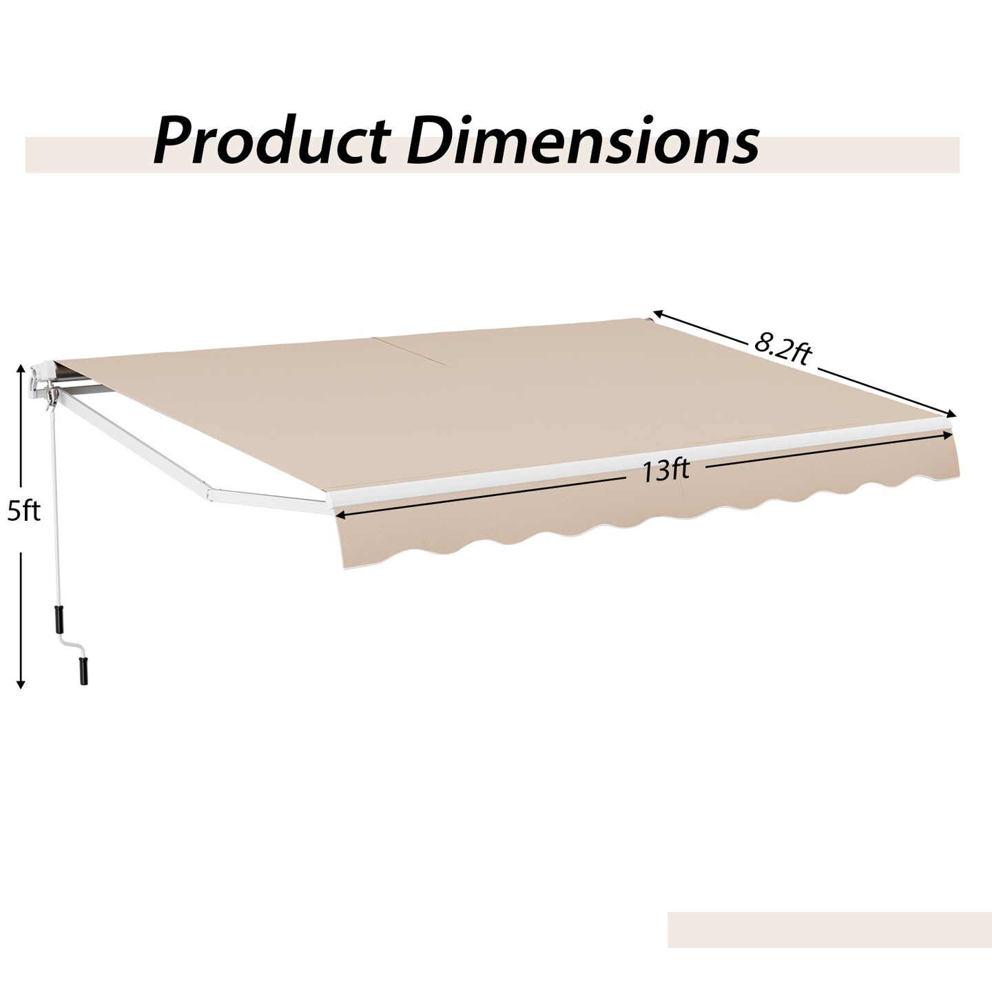 Retractable Patio Awning Aluminum Deck Sunshade-Beige