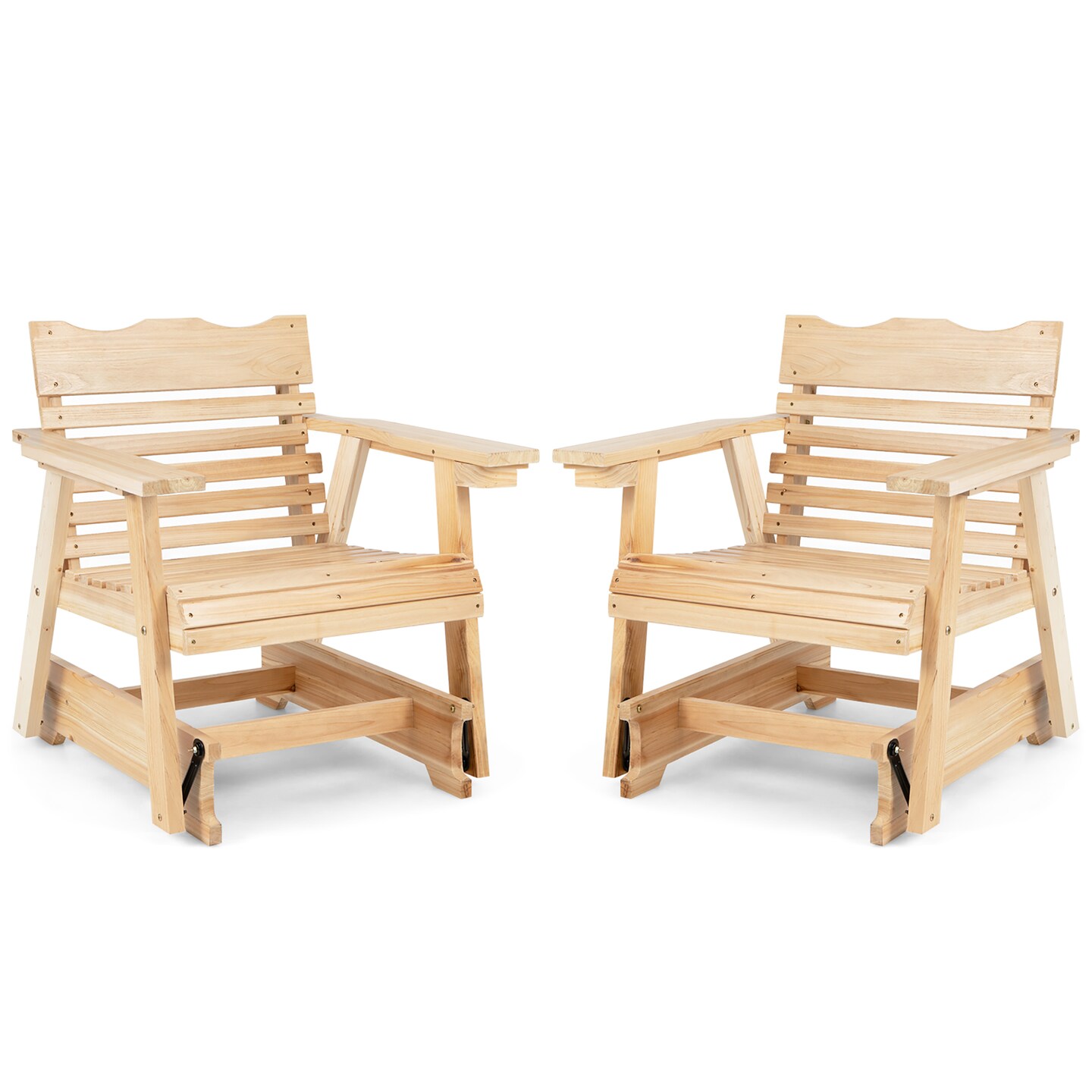 Costway Patio Outdoor Wood Slat Rocking Chair Porch Rocker Curved Seat 330 Lbs
