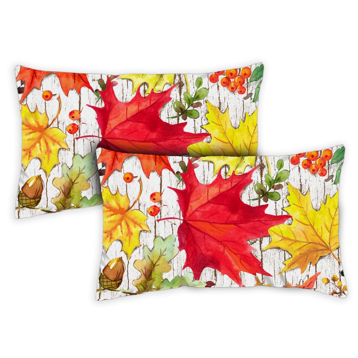 Falling Leaves Decorative Fall Indoor/Outdoor Pillow Cover (set of 2)