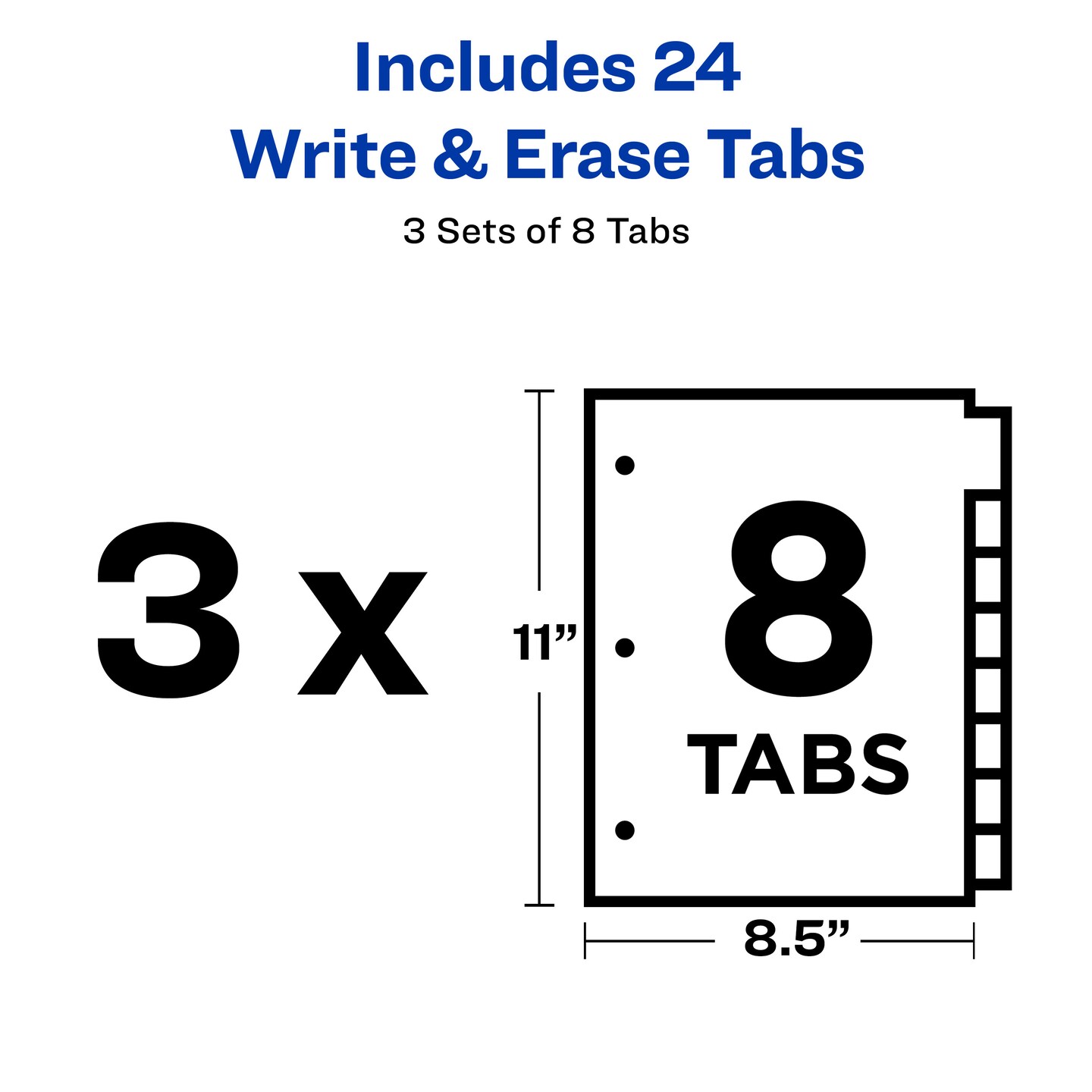 Avery Big Tab Write & Erase Durable Plastic Dividers for 3 Ring Binders, 8-Tab Sets, White, 3 Binder Divider Sets (01743)