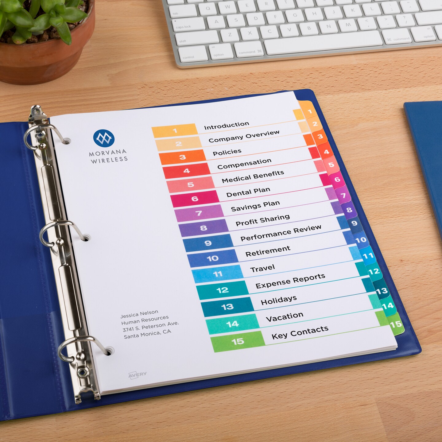 Avery Ready Index 15 Tab Binder Dividers, Customizable Table of Contents, Multicolor Tabs, 6 Sets (11197)
